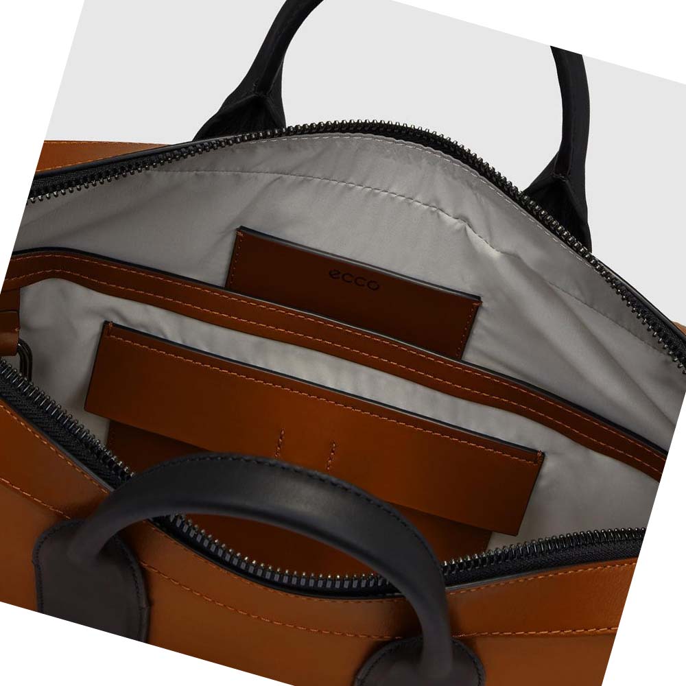 Men's Ecco City Laptop Shoulder Bags Brown | Canada 775KOR